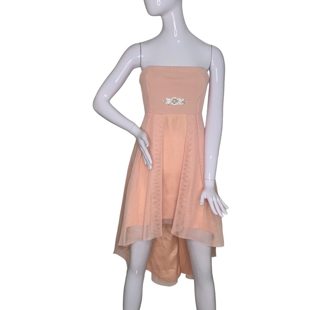 Elliatt Elysian Strapless High Low Dress Pink Gown Size M Zipper on Back Pockets